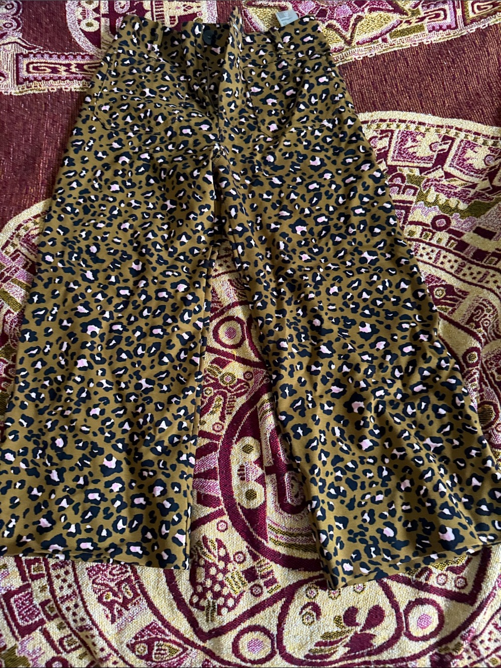 Anthropologie Maeve Leopard Print Skirt in Olive & Pink - Picture 1 of 3